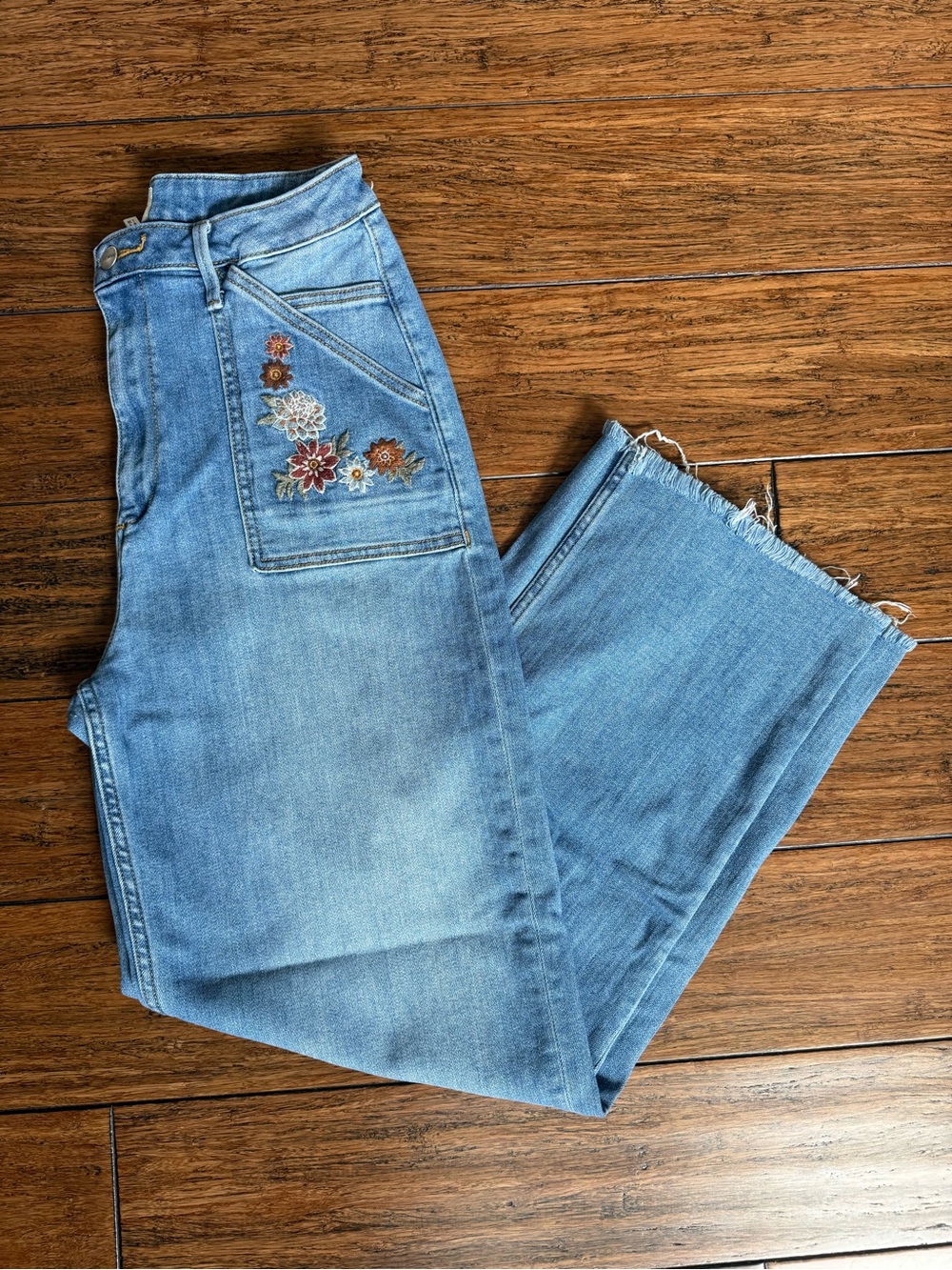 Driftwood Women's Taylor Straight Relaxed Jean Wide-Leg High-Rise Embroidered - Picture 4 of 13